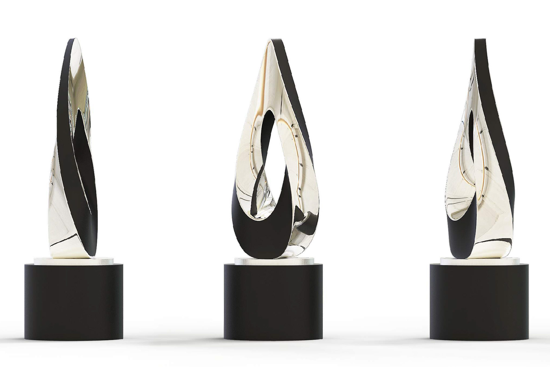 Silver and Black Teardrop Trophy