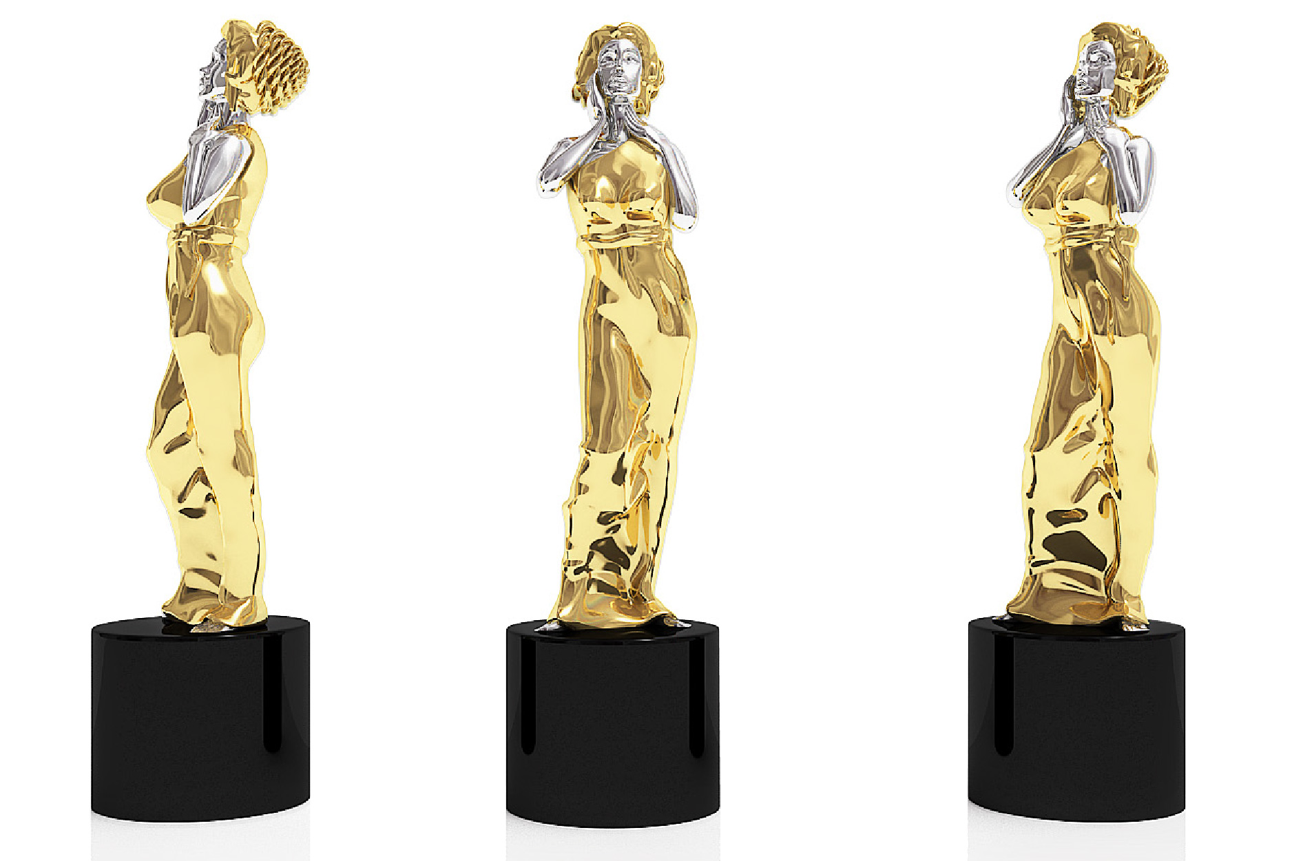 Woman in Dress metal trophy